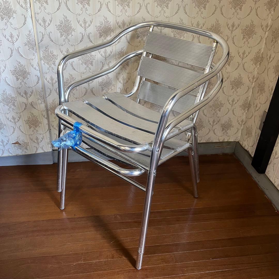 【インダストリアル】② アルミフレーム アームチェア カフェチェア 椅子 古家具