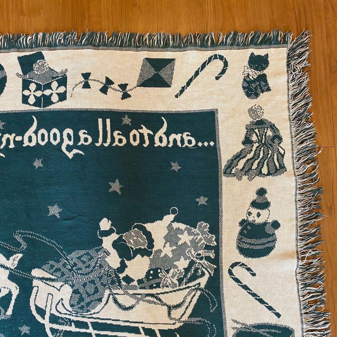 USA製 CROWN CRAFTS ゴブラン織り ラグ サンタ柄　タペストリー