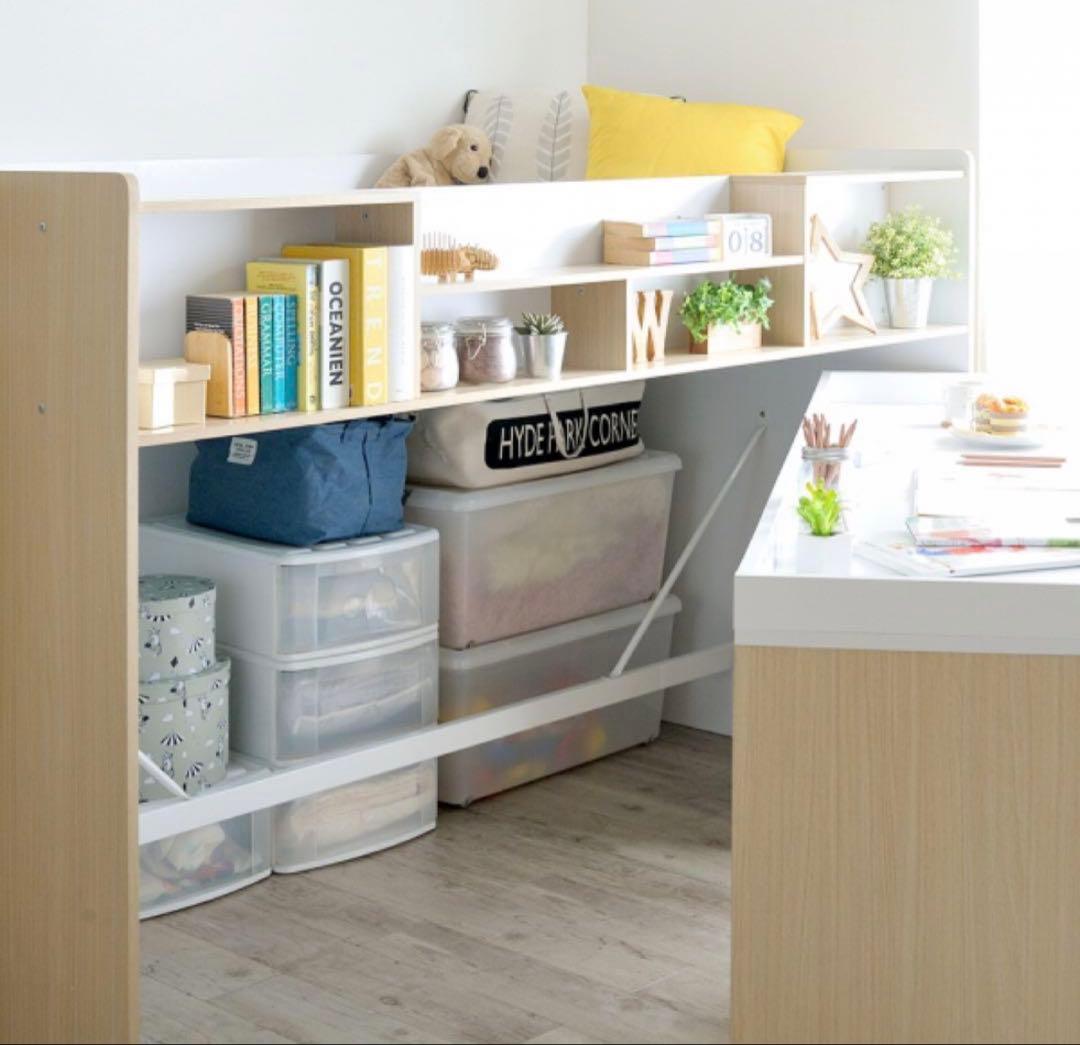 シングルベッド　ホワイトデスク 収納付き　子供