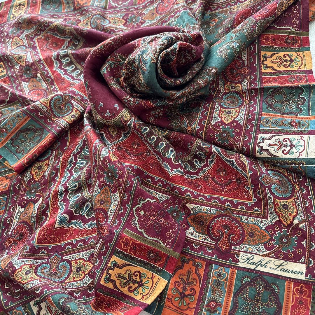 ラルフローレン　シルク　スカーフ　ペイズリー　RALPH LAUREN SILK