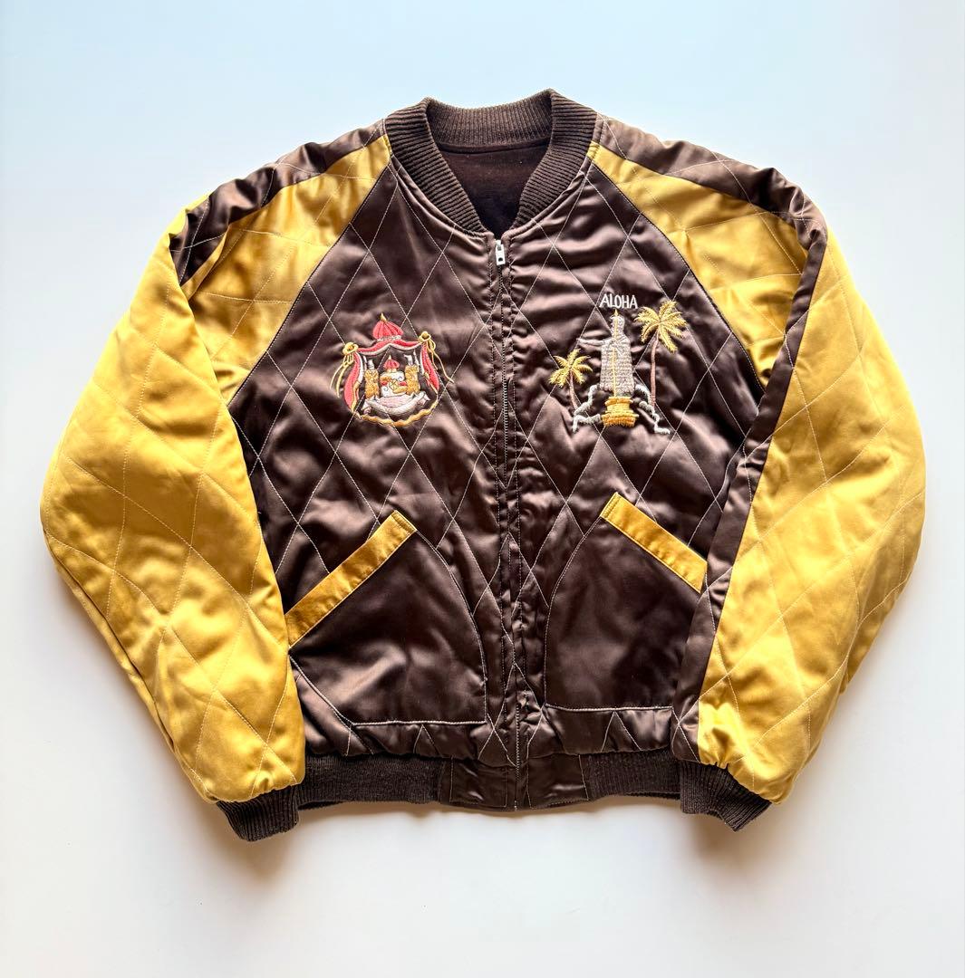 ヴィンテージ・ビンテージ品★テーラー東洋ハワイベロア刺繍スカジャン ブラウンL