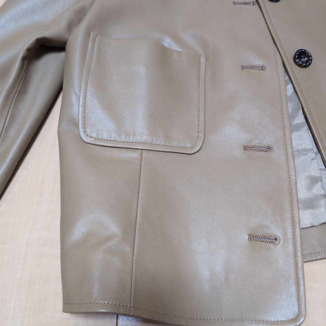 49AV ジュンコ.シマダ　ノーカラーシープレザージャケット　モカベージュ