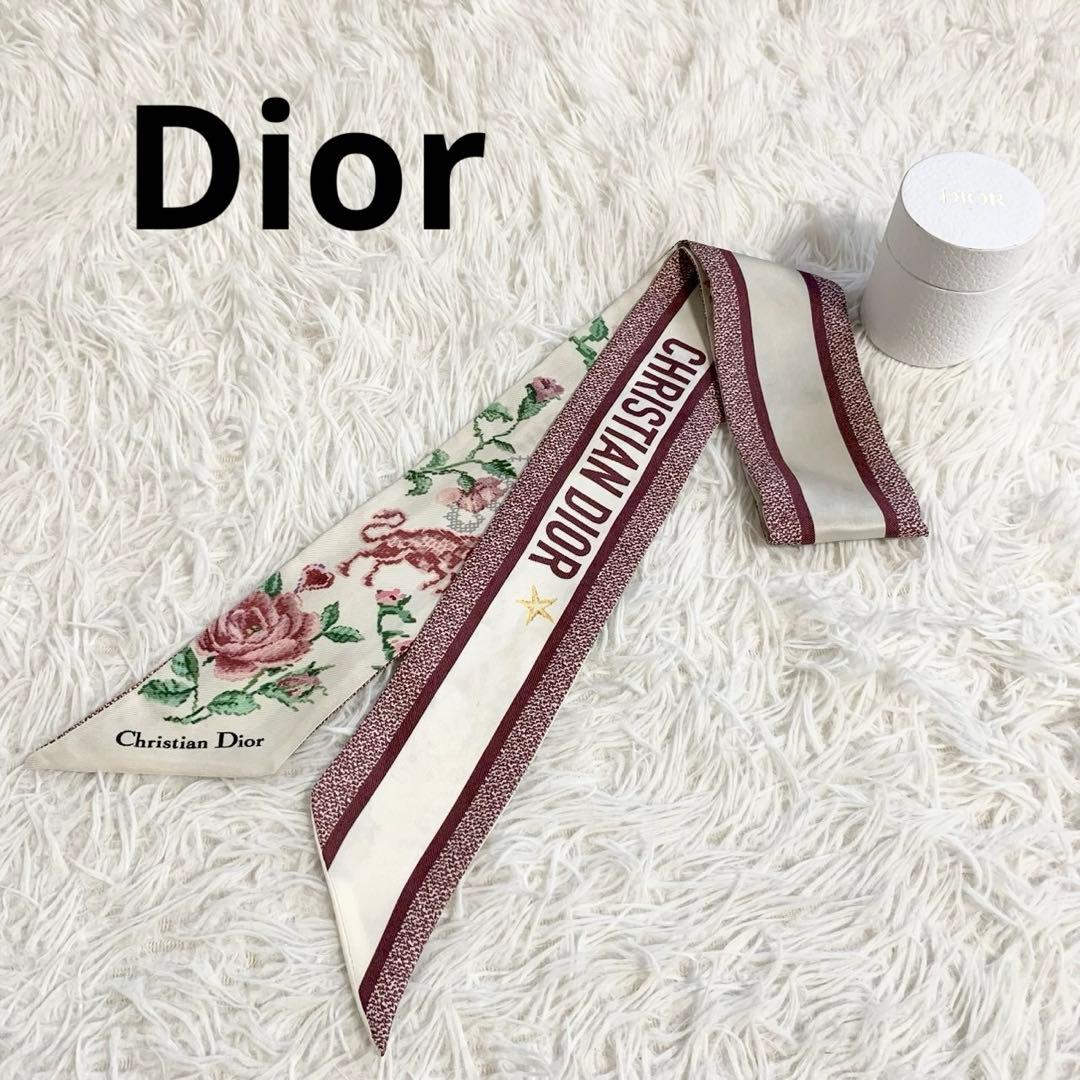 箱付き✨　クリスチャンディオール　ミッツァ　花柄　星　リボンスカーフ　Dior