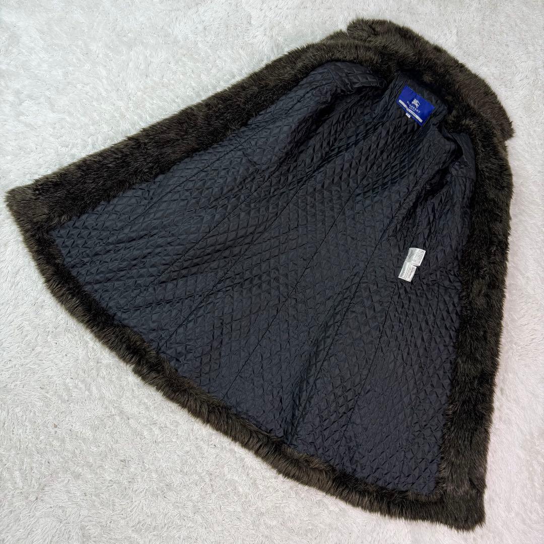 バーバリーブルーレーベル エコファー キルティング コーデュロイ ロングコート