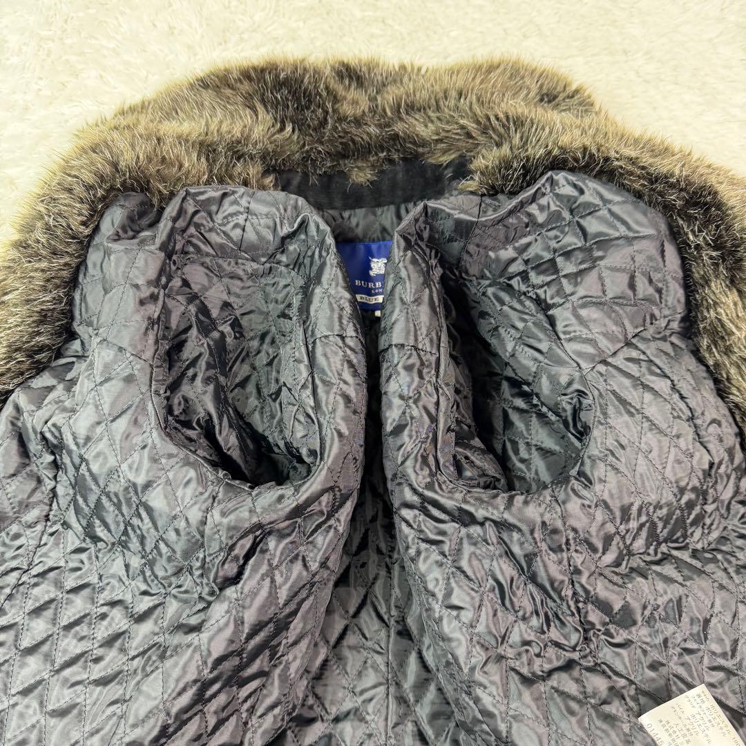 バーバリーブルーレーベル エコファー キルティング コーデュロイ ロングコート