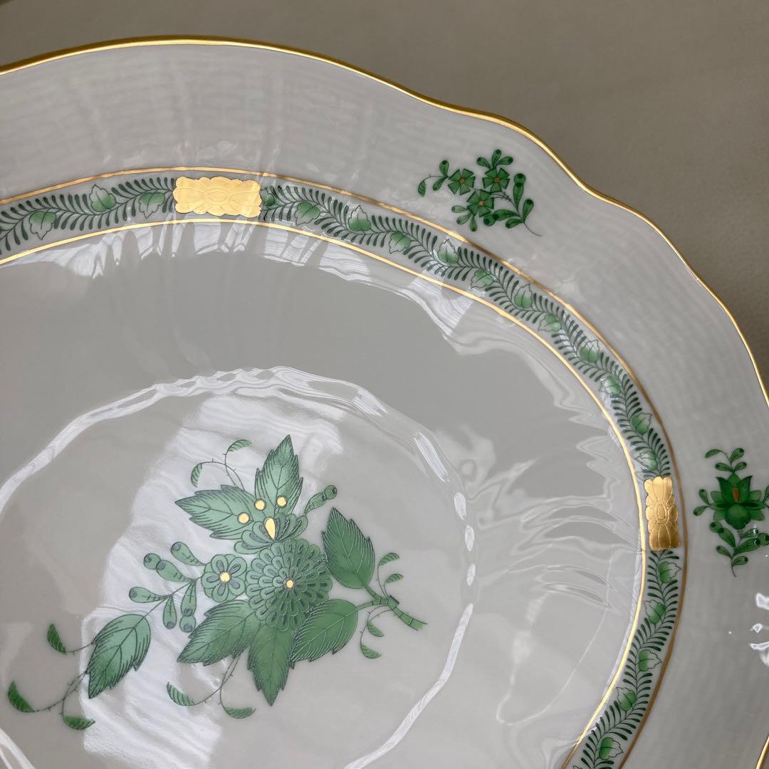 【新品】HEREND ヘレンド アポニー グリーン オーバルプレート　希少