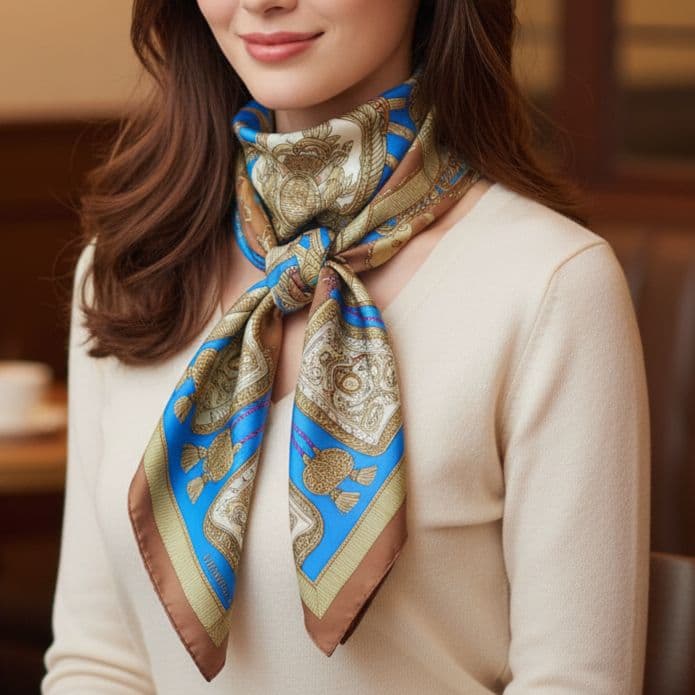 【美品】エルメス カレ90 POSTE ET CAVALERIE サーベル飾り袋