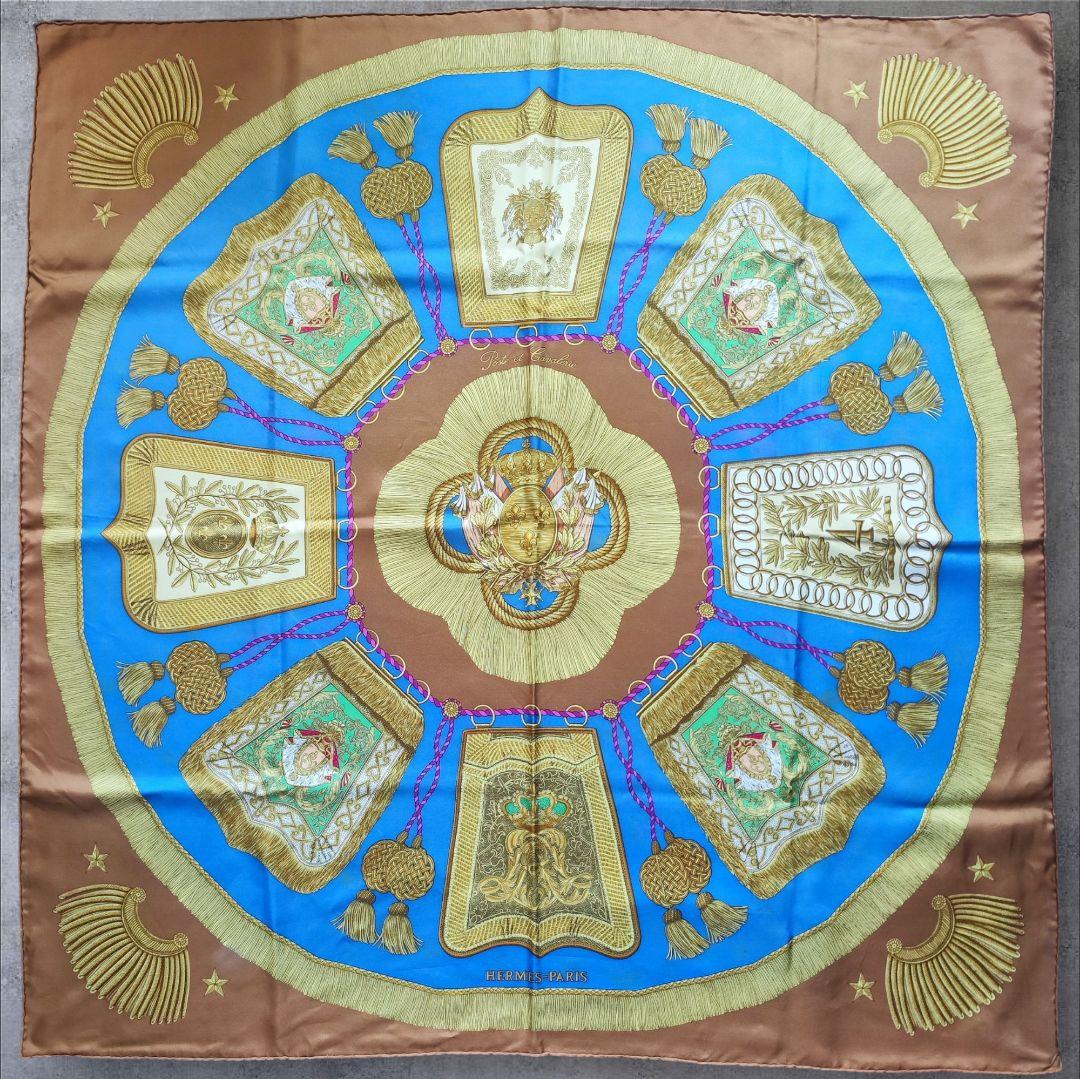 【美品】エルメス カレ90 POSTE ET CAVALERIE サーベル飾り袋