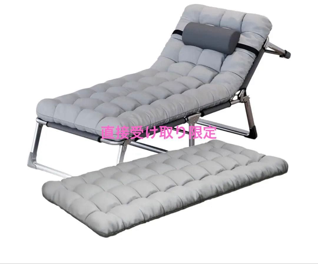 グレー 折りたたみベッド クッション付き