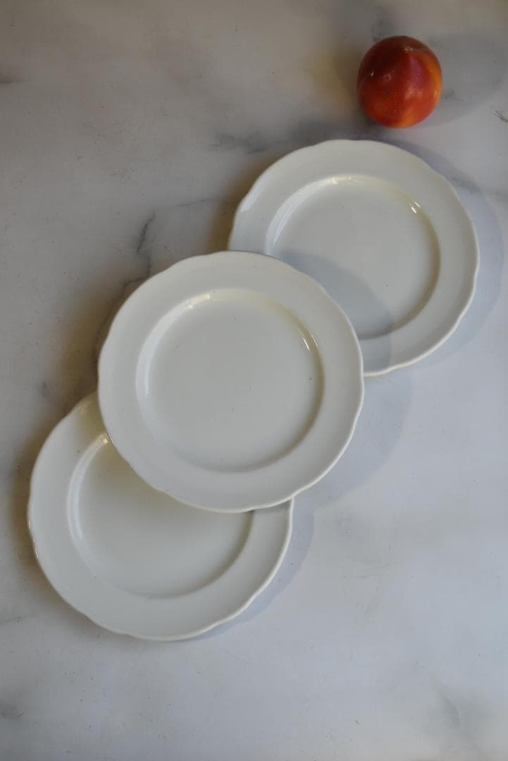 3枚組サルグミンヌ　 PYROBLAN　ビストロ白花リム皿