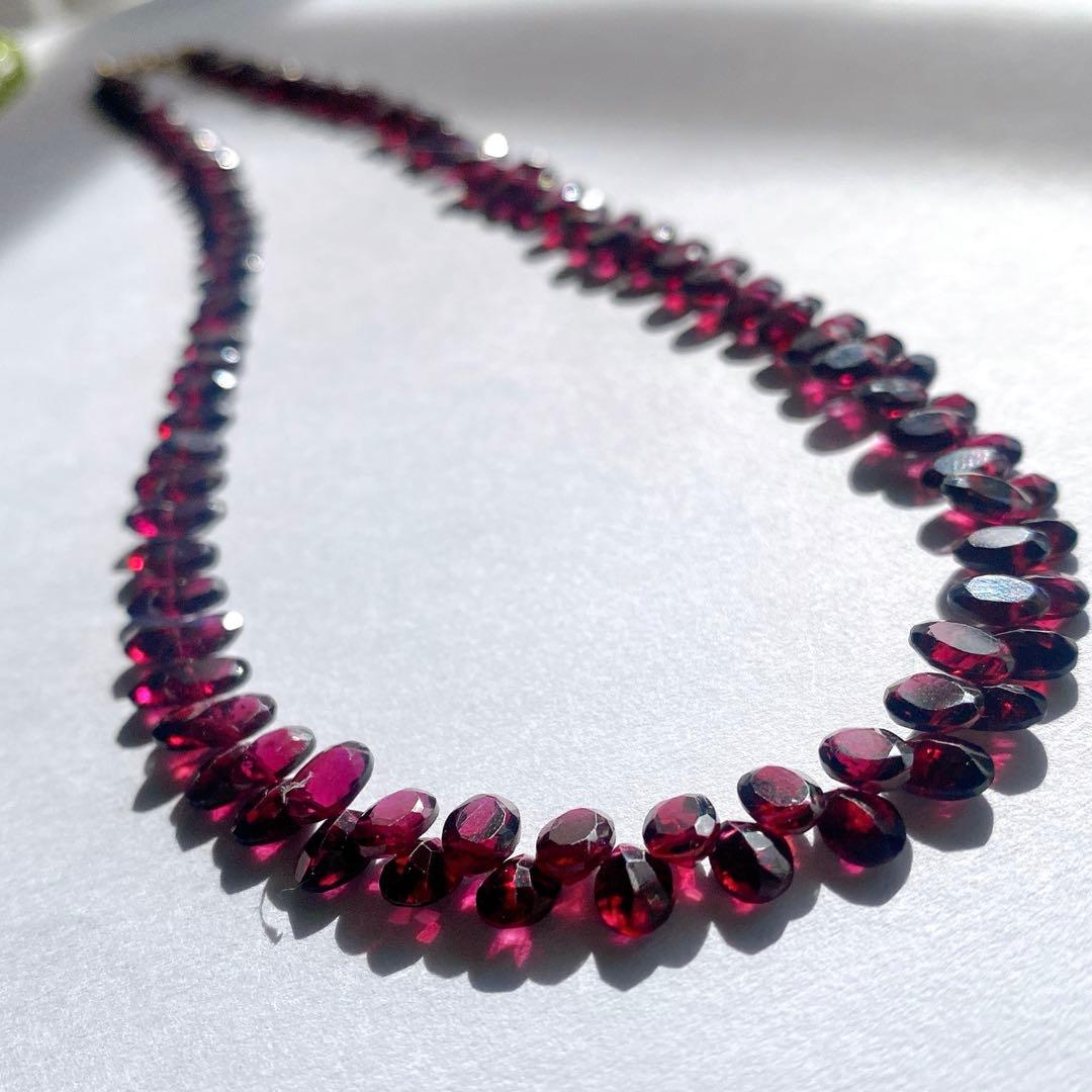 14kgf天然石高品質ガーネットのロングネックレス⭐︎