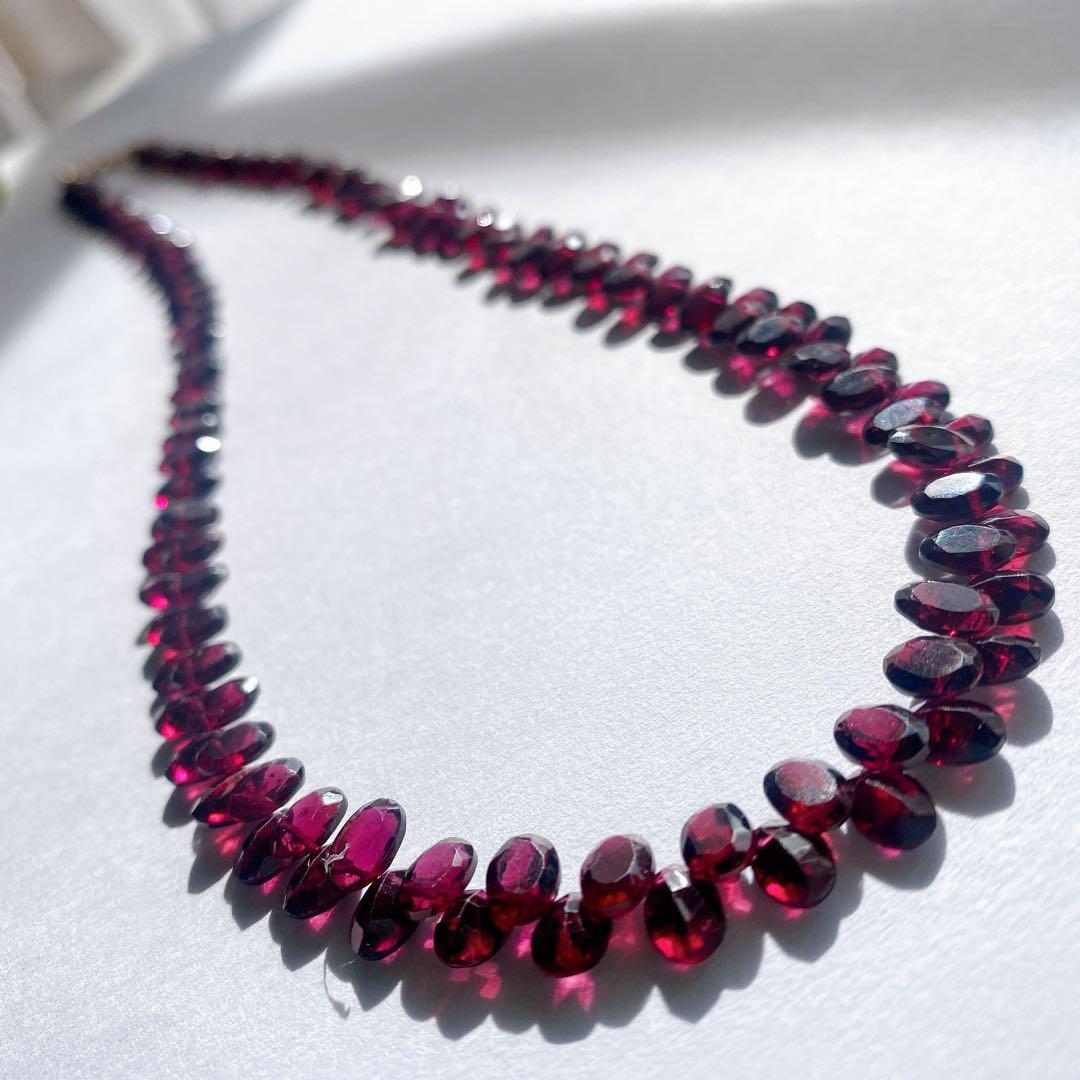 14kgf天然石高品質ガーネットのロングネックレス⭐︎