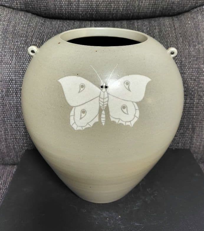 今井政之　象嵌彩春装双耳花壶