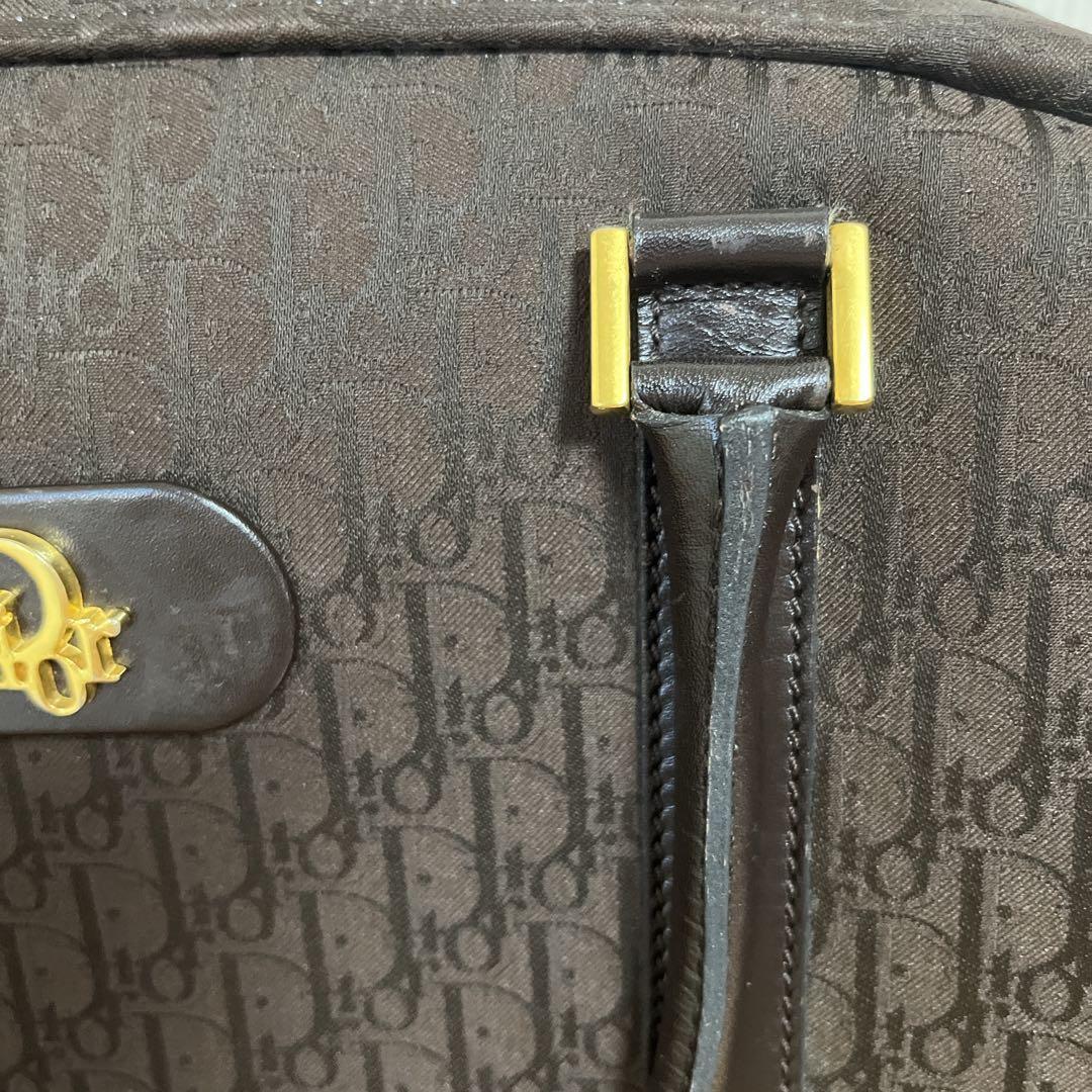 Dior ボストンバッグ　ブラウン　ゴールドロゴ　トロッター　ブラウン