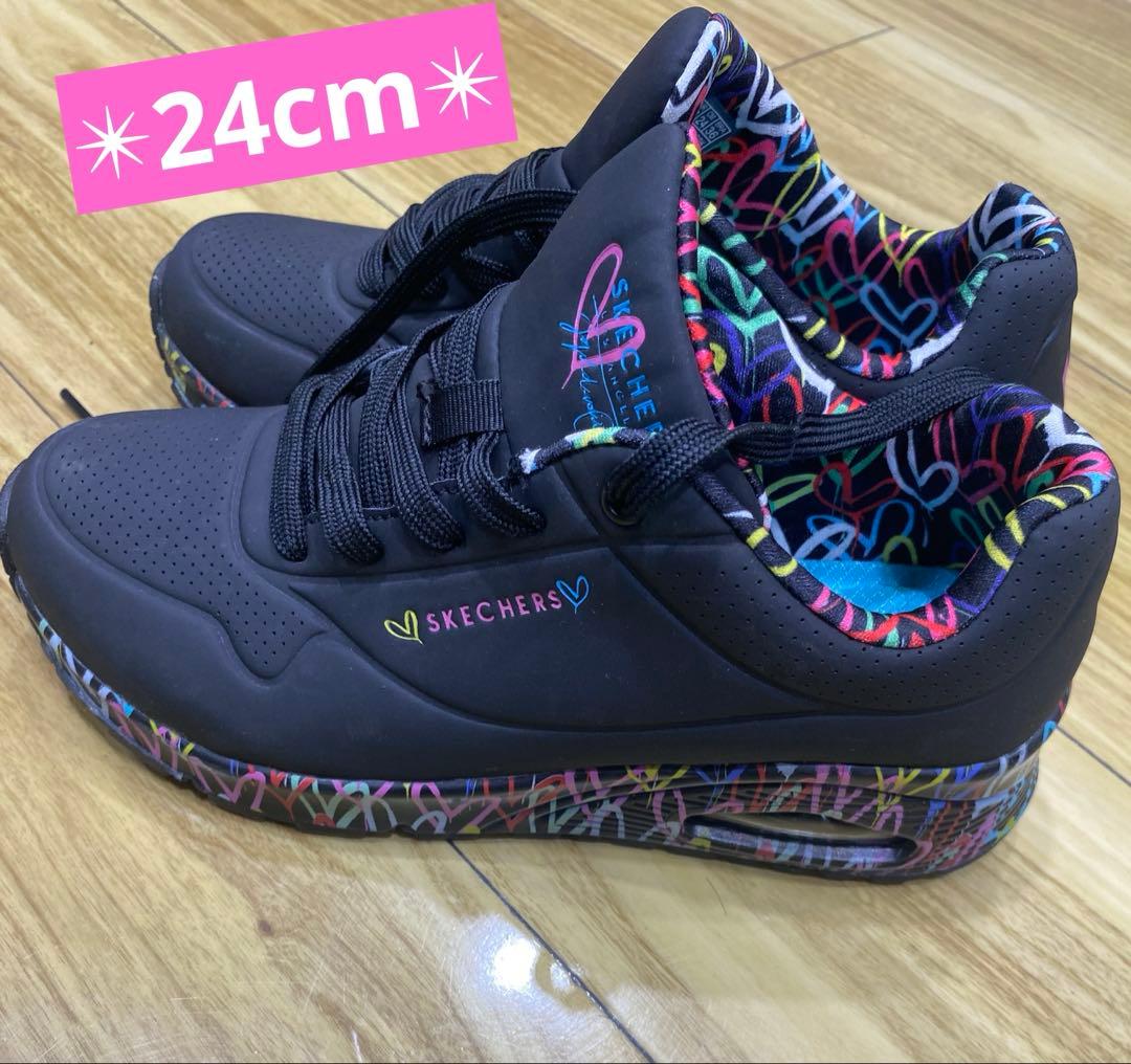 SKECHERS ハート柄スニーカー 24cm 厚底