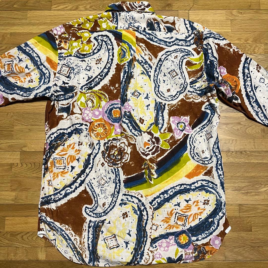 45rpm 00s ペイズリーフラワー柄 手描き風プリント 総柄シャツ 廃盤品