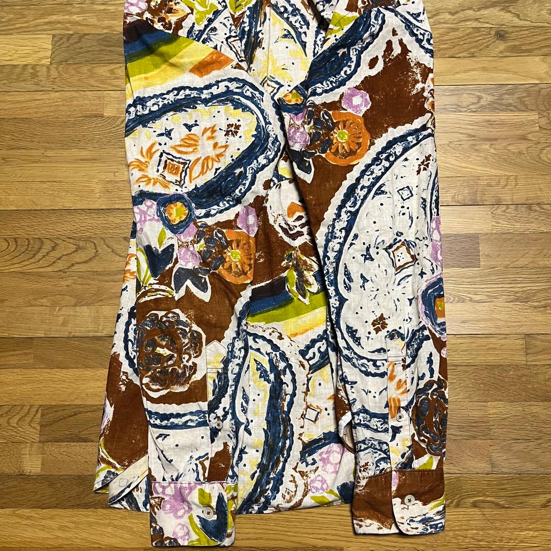 45rpm 00s ペイズリーフラワー柄 手描き風プリント 総柄シャツ 廃盤品