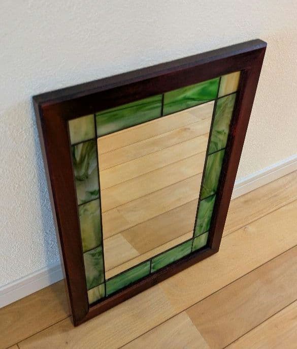 ウォールミラー　アメリカ製 ステンドグラス装飾