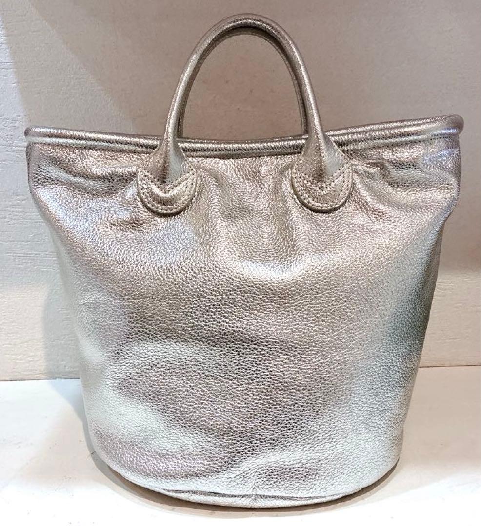 【美品】PAPILLONNER SEAU バケツトートレザーバッグ　シルバー