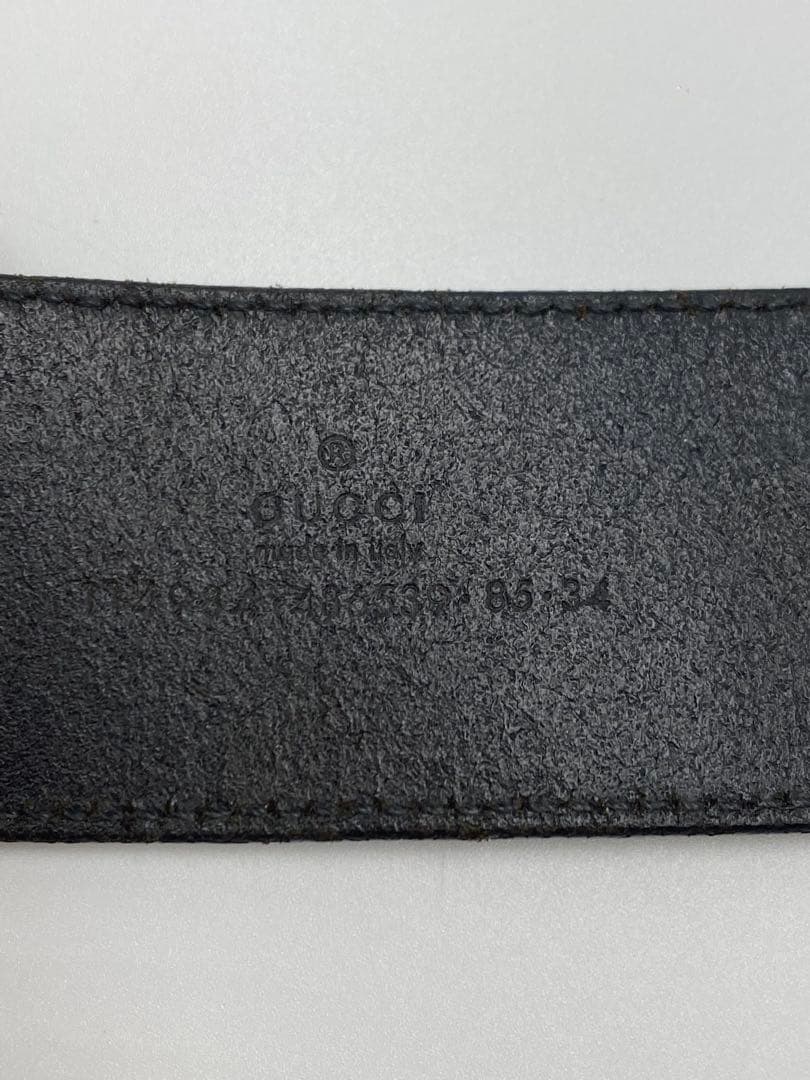 GUCCI グッチ　インターロッキング シマ　GG　ベルト　ブラック　レザー