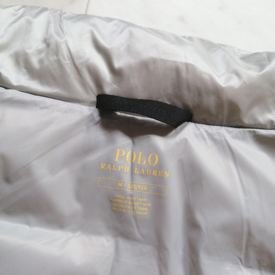美品 ラルフローレン ポニー刺繍 ダウンベスト スタンドカラー グレー