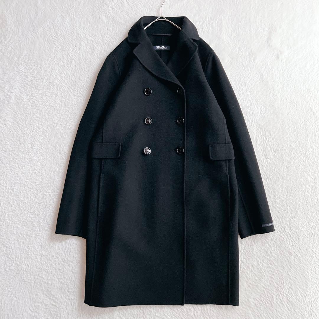 極美品✨マックスマーラ クチートアマーノ ダブルブレスト リバーコート 黒 42