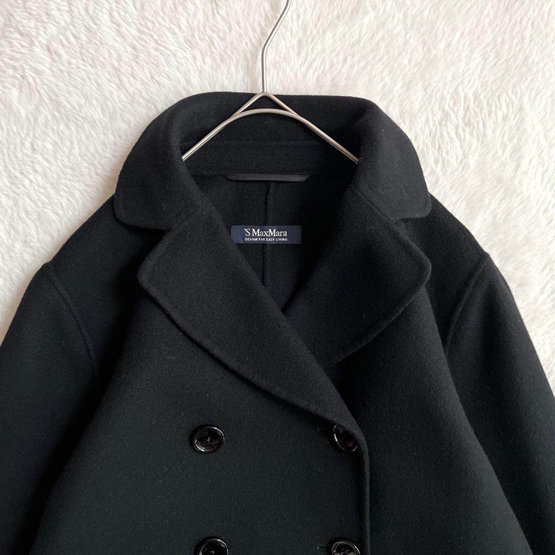 極美品✨マックスマーラ クチートアマーノ ダブルブレスト リバーコート 黒 42