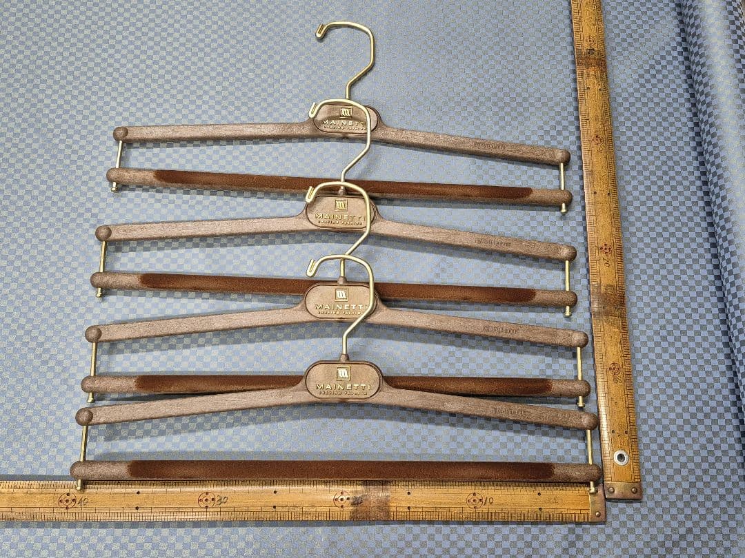 4本set パンツハンガー 茶 マイネッティ サルトリアーレ イタリア 新品