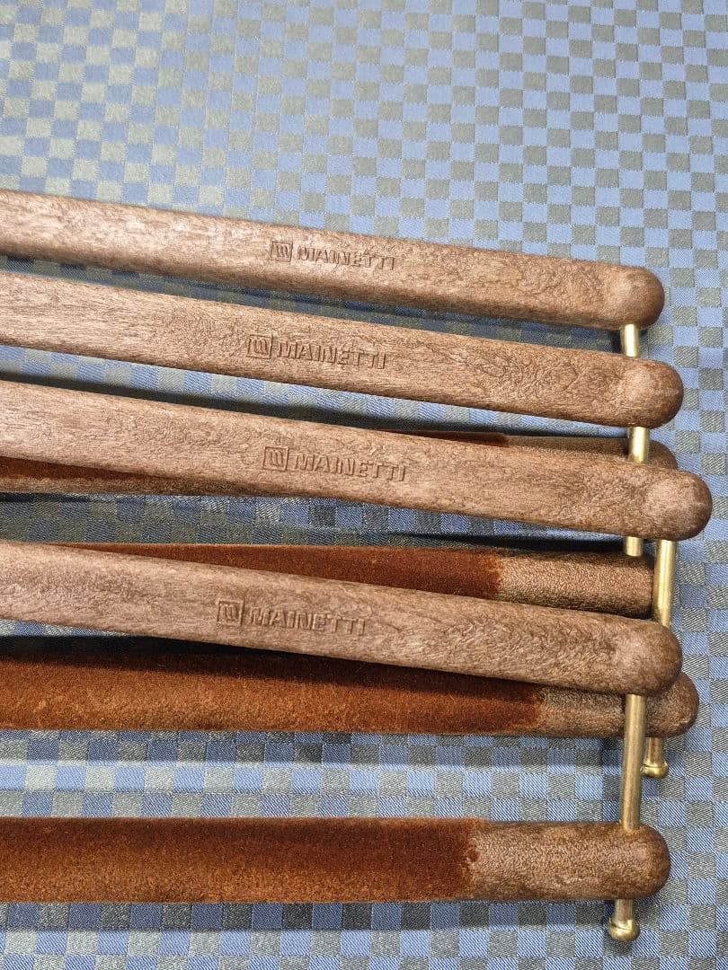 4本set パンツハンガー 茶 マイネッティ サルトリアーレ イタリア 新品