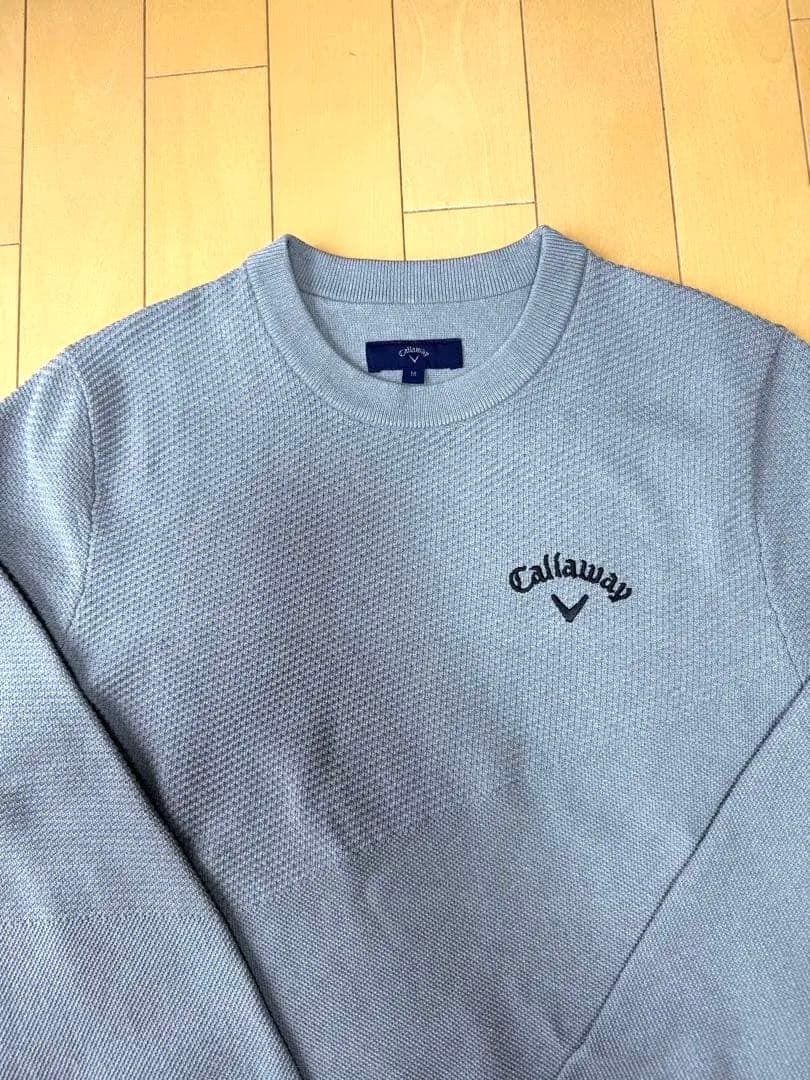 超美品Callaway（キャロウェイ） カノコ編みクルーネックニット （グレー）