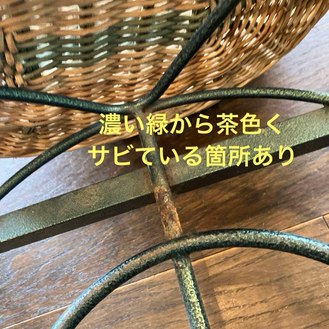 【希少】 アンティーク 風 カート オブジェ 店舗什器 編みかご セット