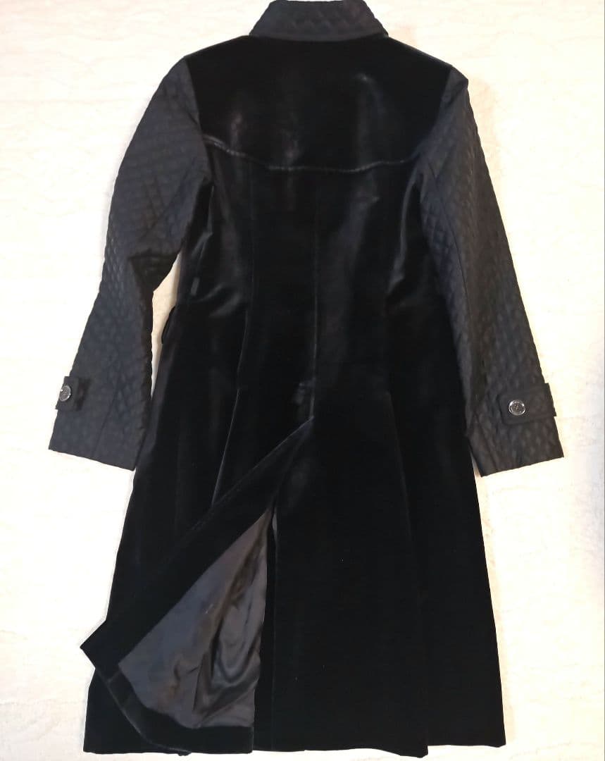 希少 極美品 BURBERRY シルクベルベット ロングコート 黒