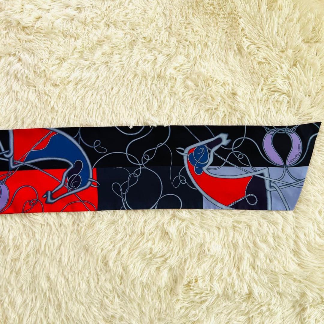 HERMES エルメス マキシツイリー スカーフ ネイビー系 シルク