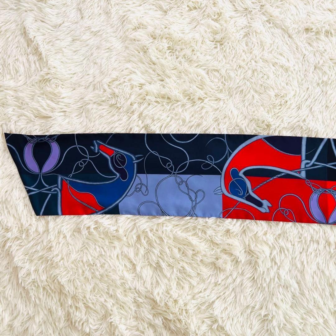 HERMES エルメス マキシツイリー スカーフ ネイビー系 シルク