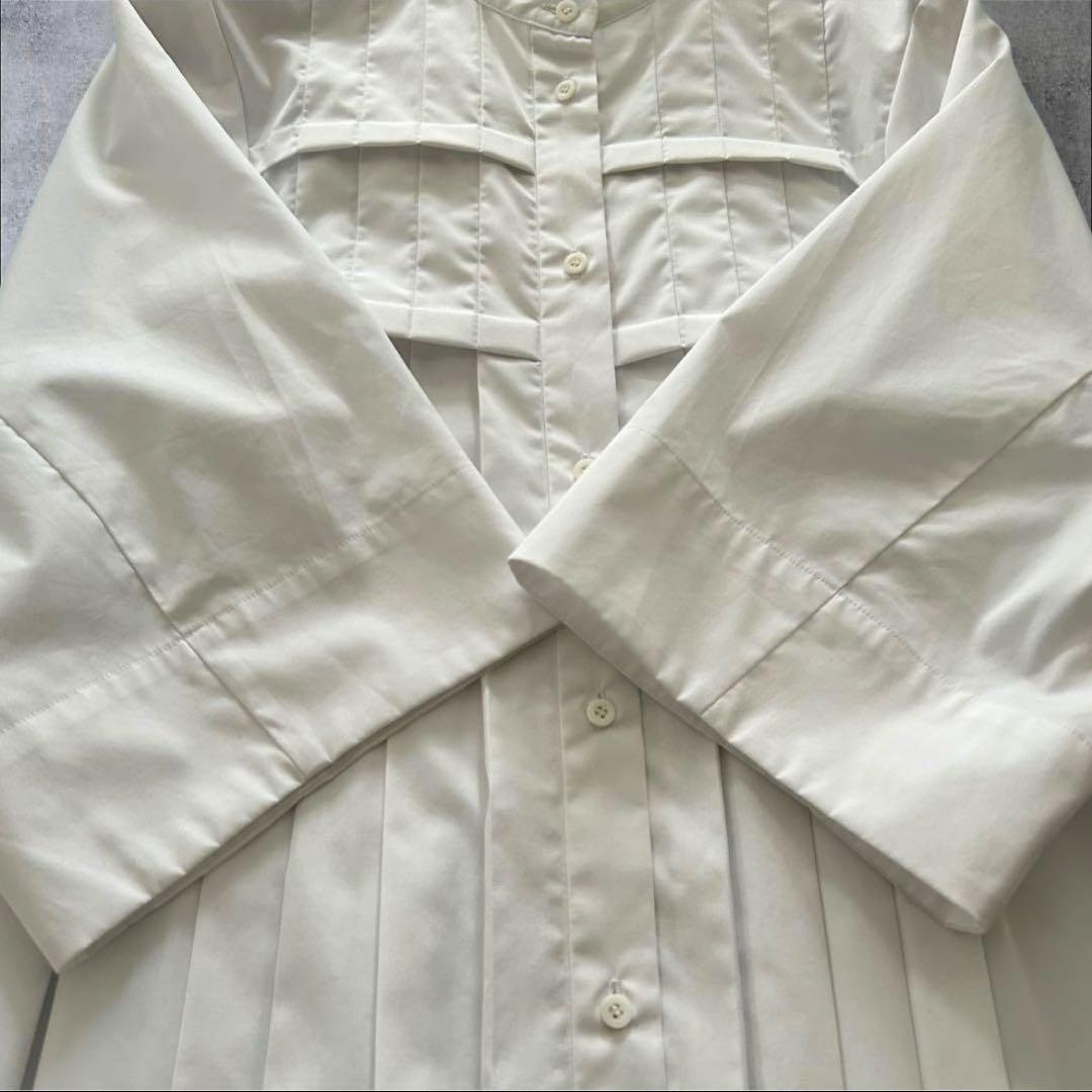 エンフォルド HALF SLEEVE SHIRT ブラウス プリーツ ホワイト