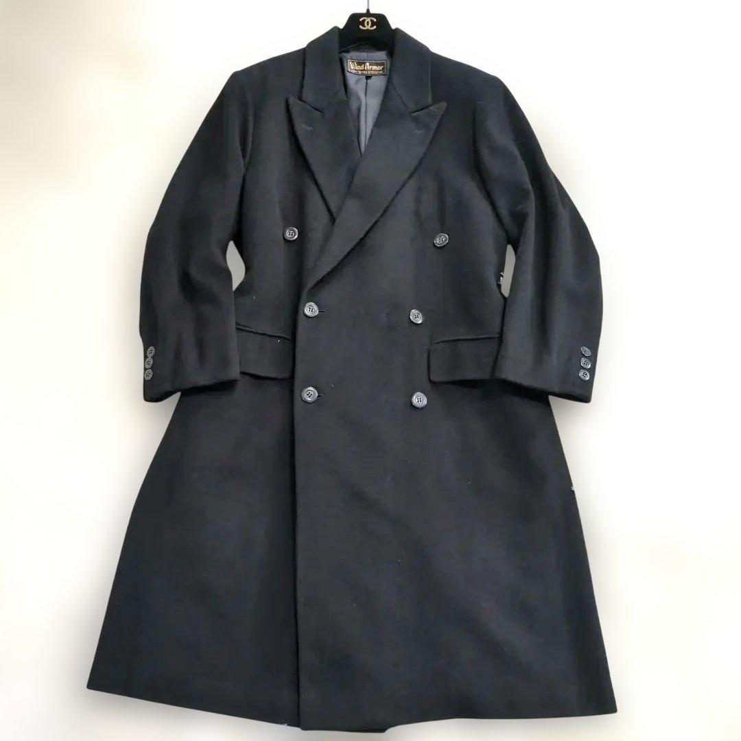 極上の逸品✨ピュアカシミヤ ロング ダブルチェスターコート 希少 XL 黒