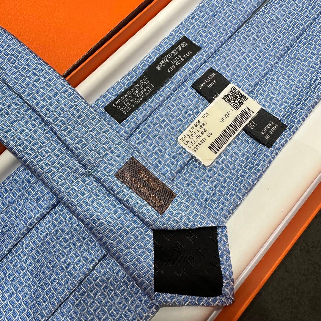 吾郎HERMES エルメス シルク ネクタイ ブルー　339393T