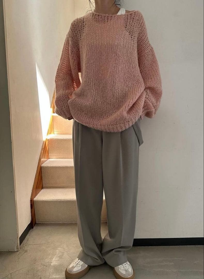 トップス CLANE HALFSHEER LOOSE MOHAIRKNIT PINK