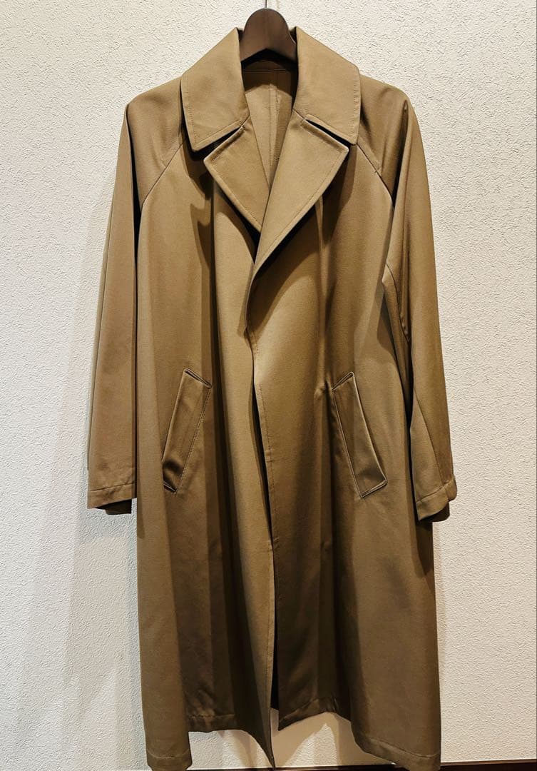 美品 MBハイエンド尾州ウールタイロッケンコート ベージュ S