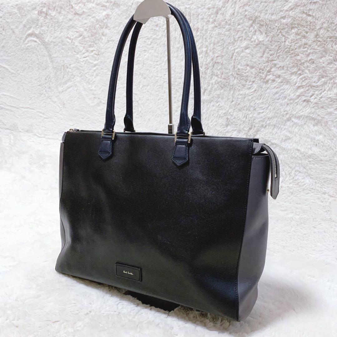 美品 ポールスミス トートバッグ 大容量 ブラック 肩掛け A4可 PVCレザー