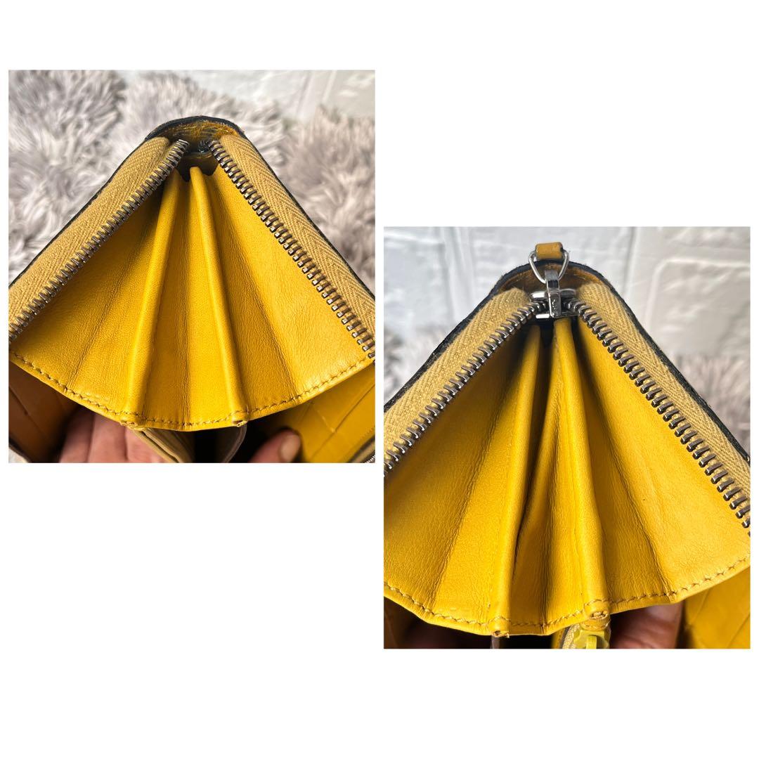 グッチ　ラウンドファスナー　マイクロシマ　マスタードイエロー　メンズ　レディース