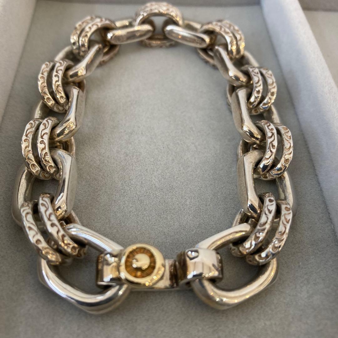 MOTO K18メタル付ウエダハンドメイドチェーンブレスレット（フックタイプ）