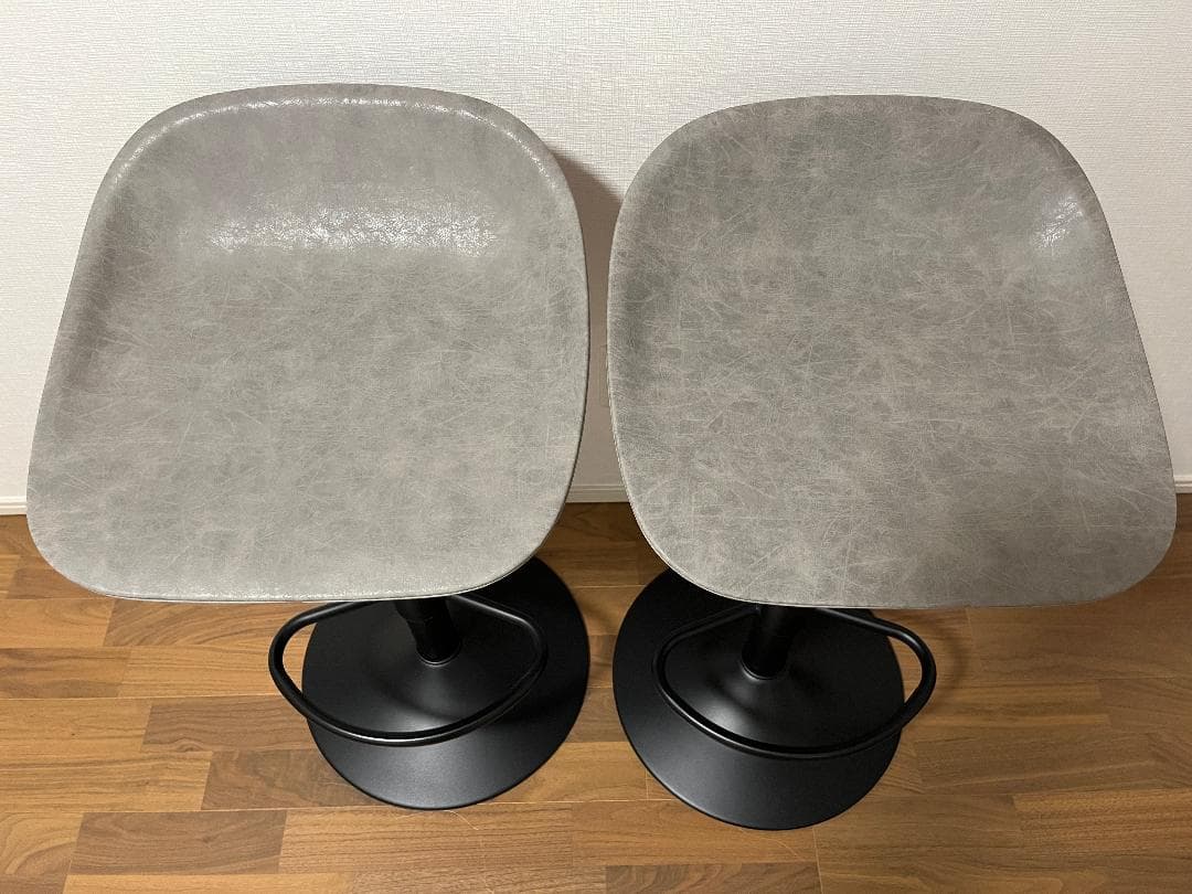 カウンターチェア バーチェア ２脚セット グレー