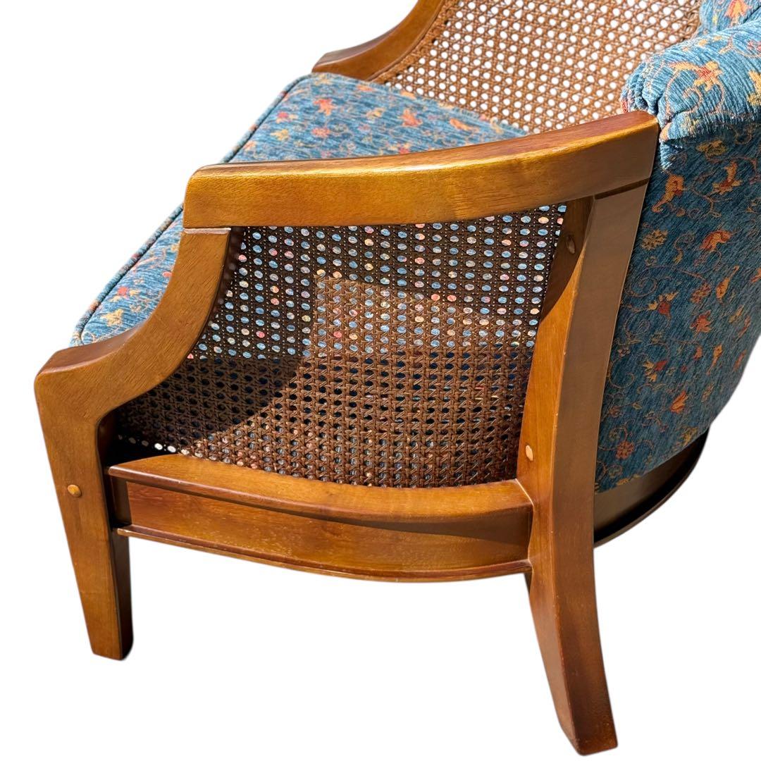 KZ032 【廃盤】三越ブルージュ　カントリーハウス　籐　1Pソファ　小花柄