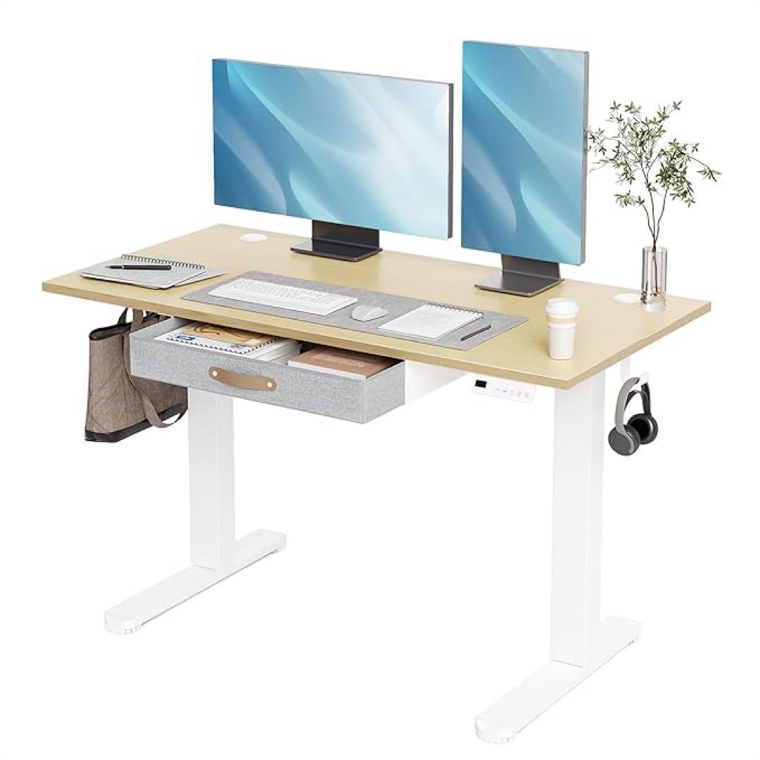 昇降デスク引き出し付き 幅120CM＊奥行60CM スタンディングデスク高さ調節