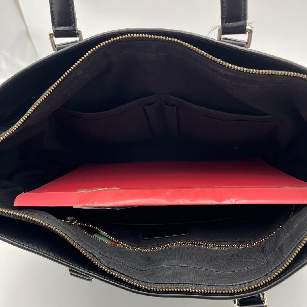 ポールスミス A4◎ ３室 シティー マルチストライプ トートバッグ レザー 黒