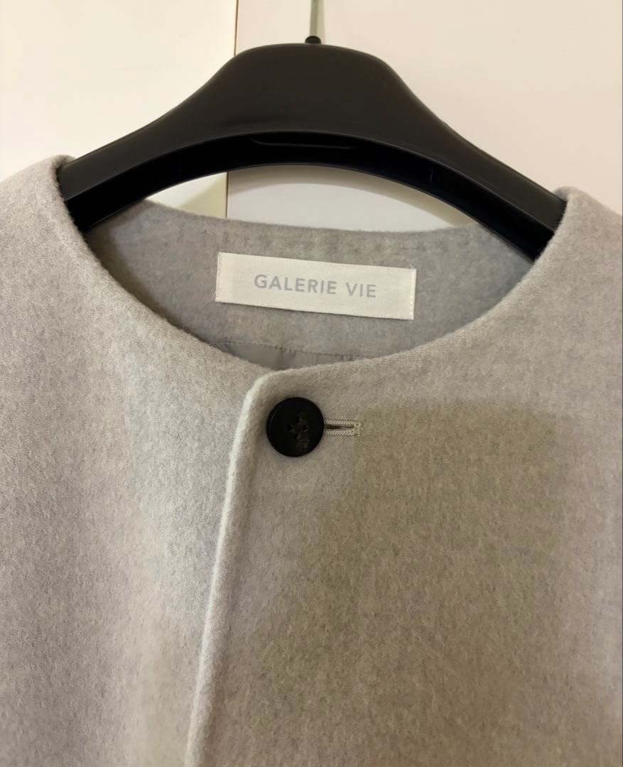 最終お値下げ・GALERIE VIE・ダブルフェイスクルーネックロングコート