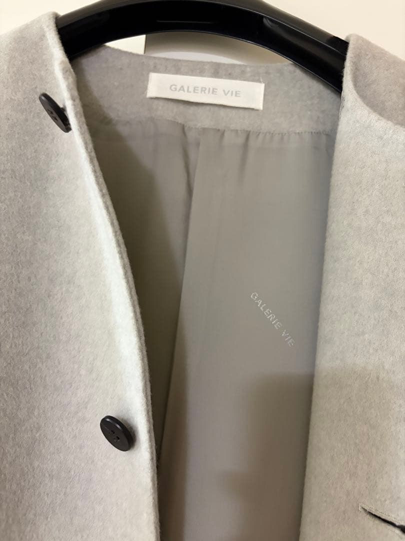 最終お値下げ・GALERIE VIE・ダブルフェイスクルーネックロングコート