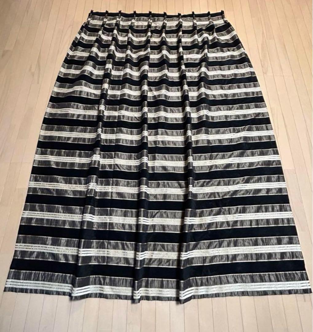 オーダーカーテン　イタリア製　厚手　高級　ボーダー　ゴールド　ブラウン　ブラック