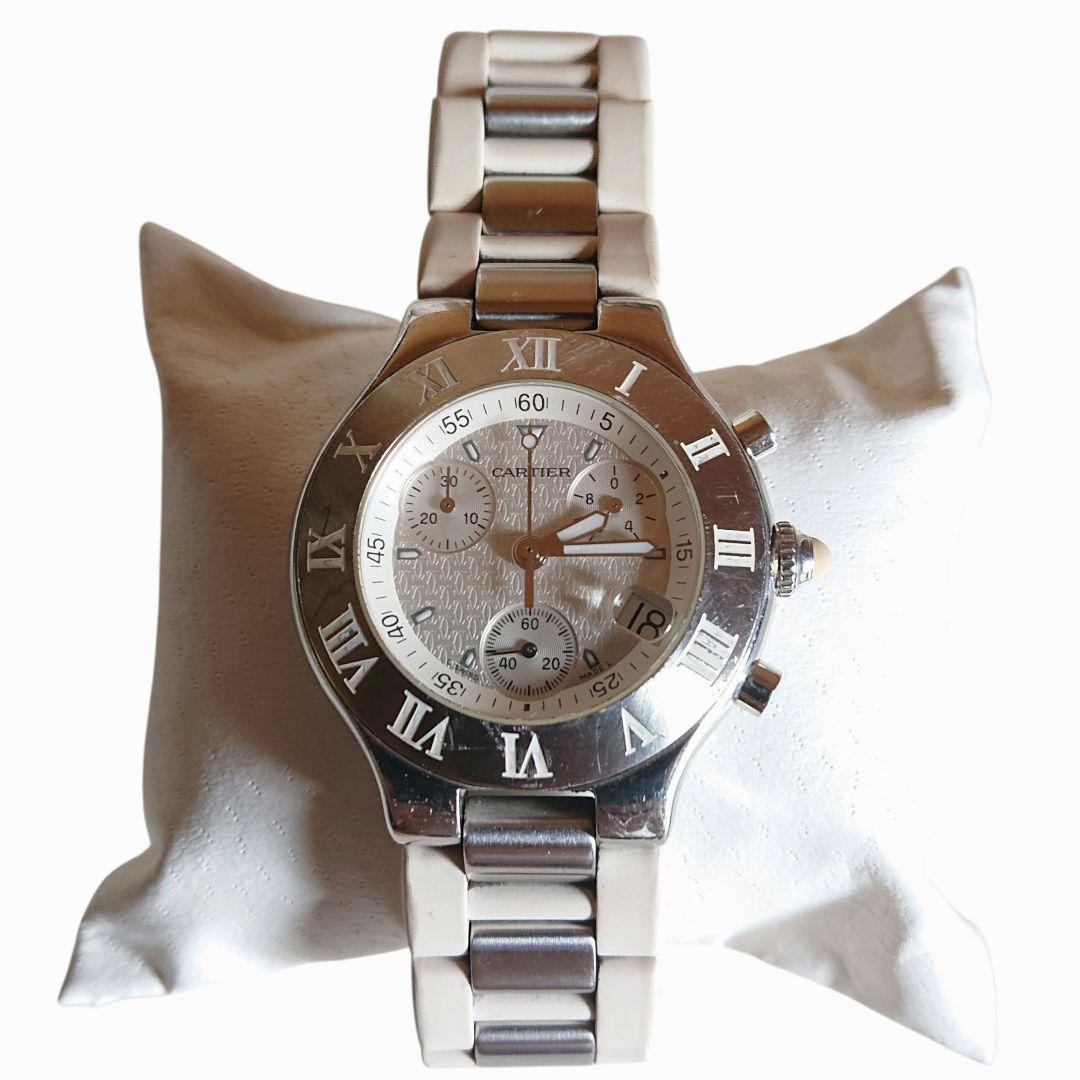 Cartier マスト21クロノスカフ35mm ホワイト